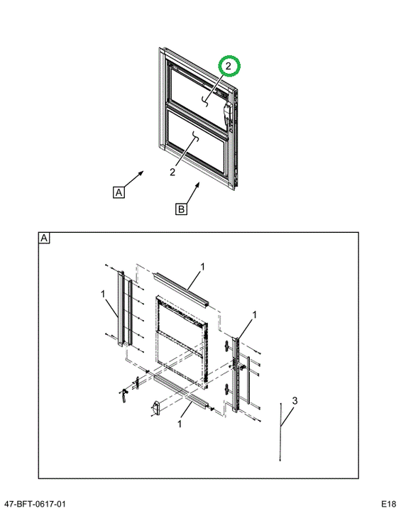 2517774C91 WINDOW,KIT, KICK OUT GLASS, 25