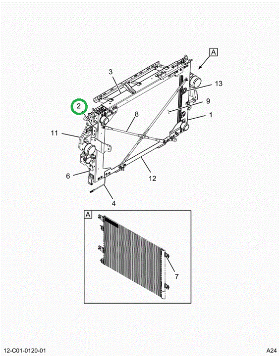 2519407C91 BRACKET, CORNER RADIATOR SUPPO