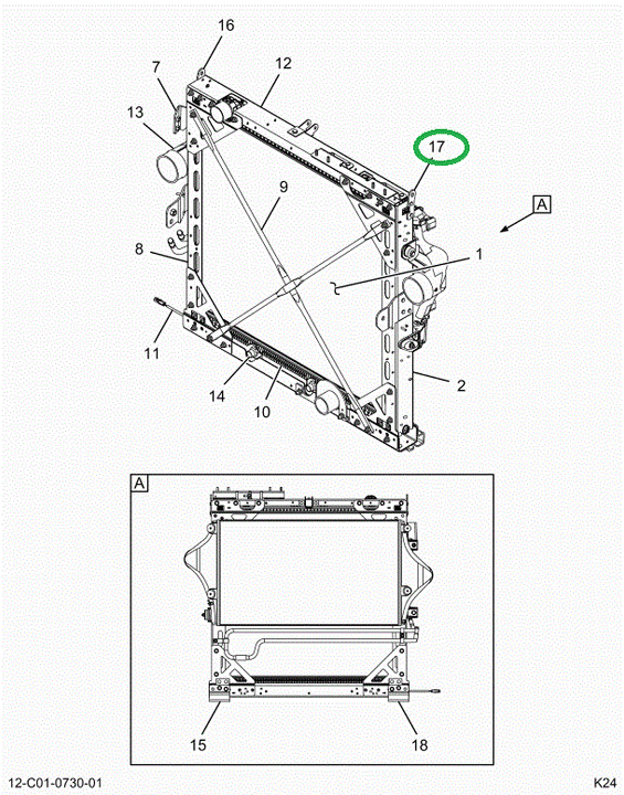 2520573C1 Bracket, Radiator Top Right Ha