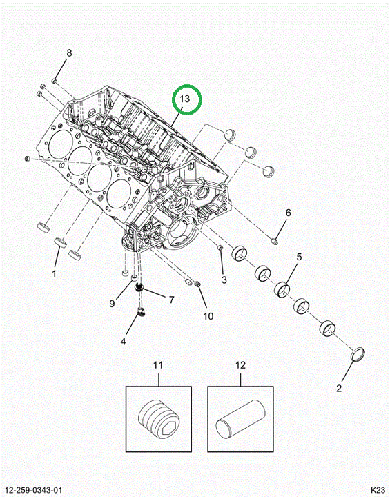 2520581C91 ENGINE, 8.8L W GAS, LONG BLOCK