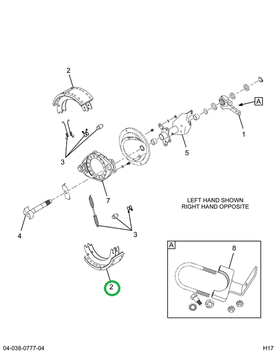 2521603C91 Brake Shoe Set, With Hardware