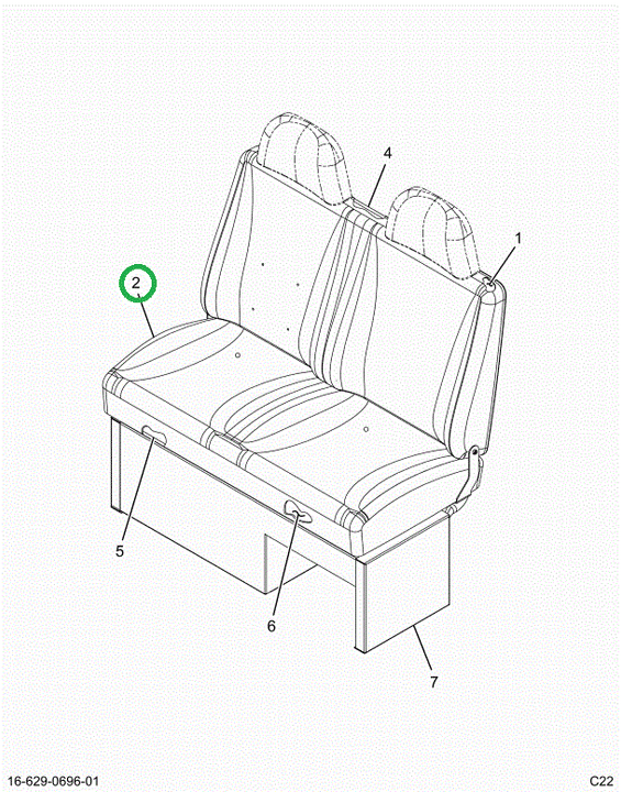 2521967C1 UPHOLSTERY, SEAT BOTTOM, BLACK