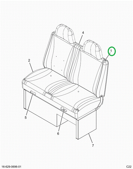 2521969C1 CUSHION, UPHOLSTERED, SEAT BAC