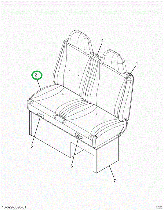 2521971C1 UPHOLSTERY, SEAT BOTTOM, BLACK