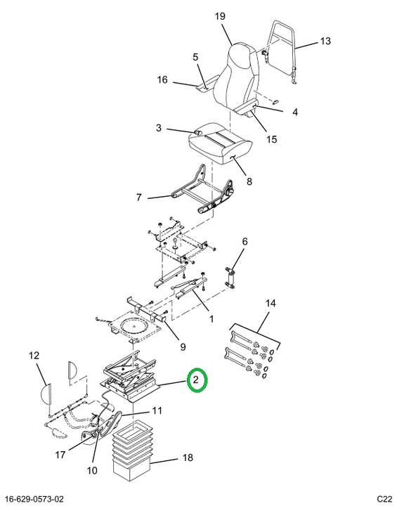 2521989C1 PEDESTAL, COMPLETE, SEAT BASE