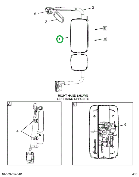 2522842C1 Mirror Head, Main, Rh, Chrome,