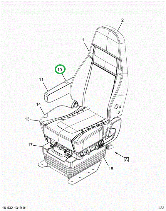 2523400C1 REST,ARMREST, RH, WITHOUT COVE