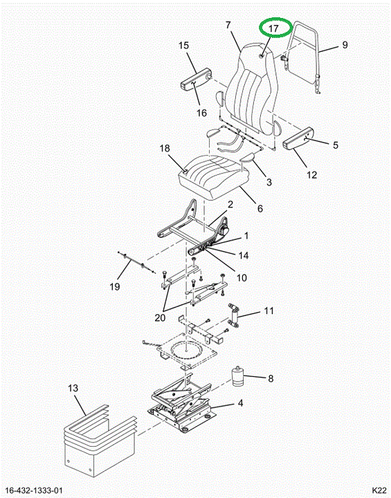 2523429C1 Cushion, Seat Back, Upholstere
