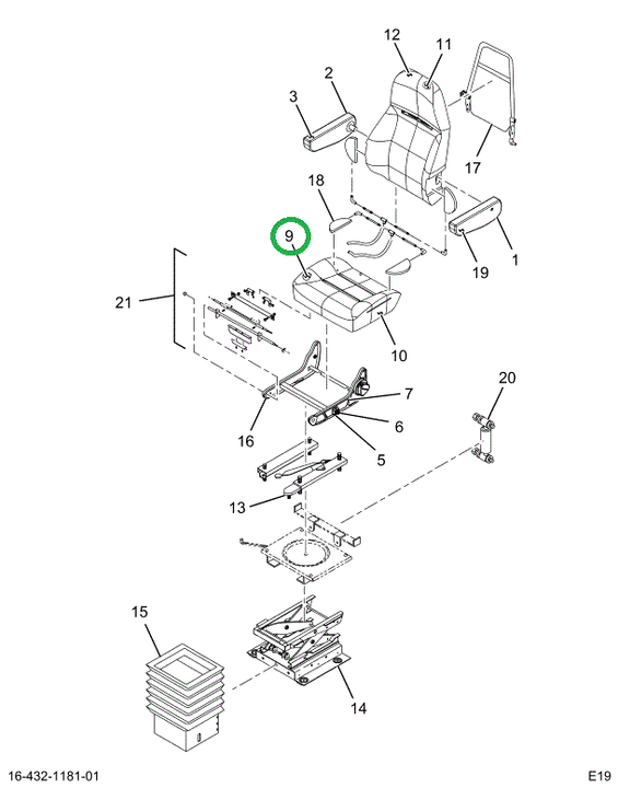 2523435C1 Cushion, Seat Bottom, Upholste