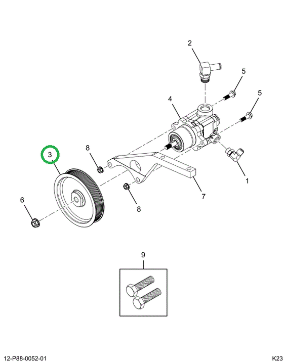 2523648C91 PULLEY, POWER STEERING PUMP