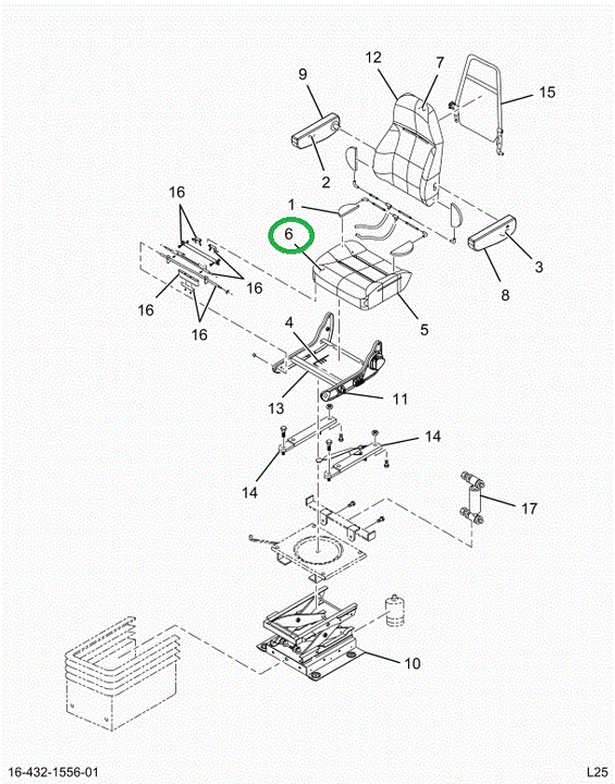2523833C1 Upholstery, Seat Bottom, Dark