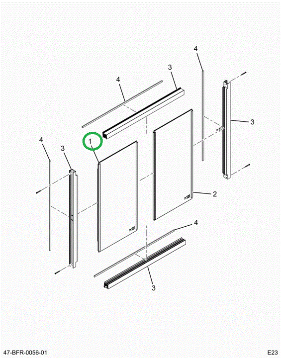 2523888C91 GLASS,BLACK FRONT GLASS ASSEMB