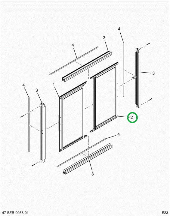 2523889C91 GLASS,ALUMINUM REAR GLASS ASSE