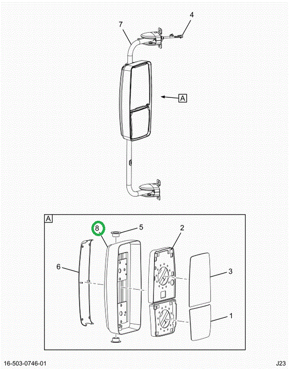 2525842C1 Head, Mirror With Glass,  Accu