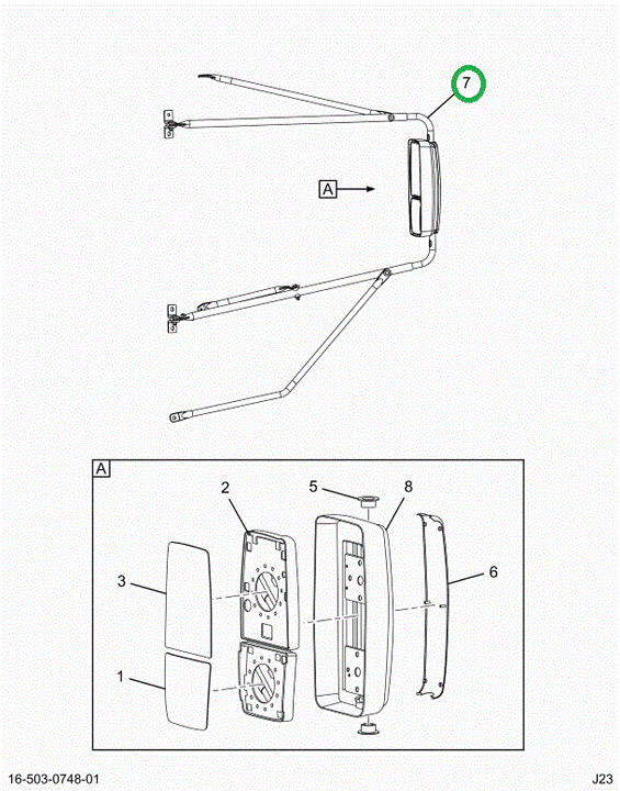 2525849C1 Arm, Rear View Mirror, Right H
