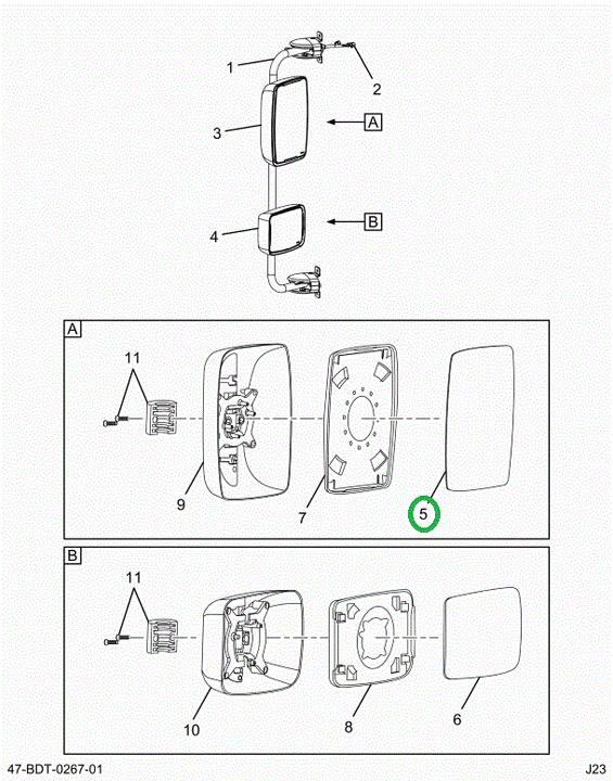 2525851C1 Glass, Mirror, 8x12, Flat He