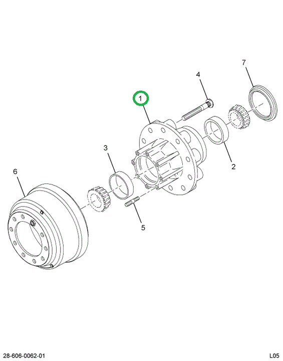 2591427C91 HUB REAR WHEEL W/CUPS & STUDS