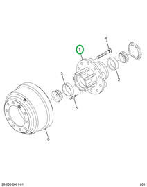 2591428C91 HUB REAR WHEEL W/CUPS & STUDS