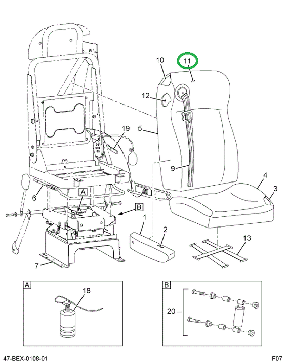 2595769C1 UPHOLSTERY  SEAT BACK DRIVER*