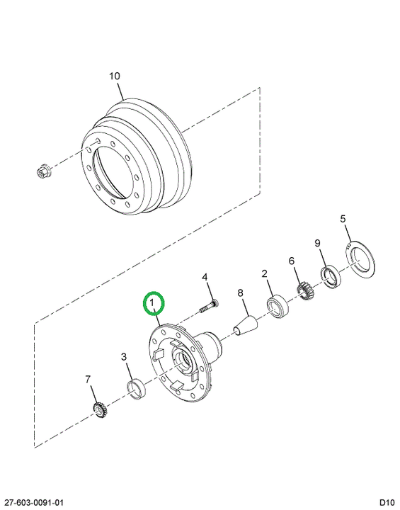 2596990C91 HUB FRT DISC WHL F12 STL 285