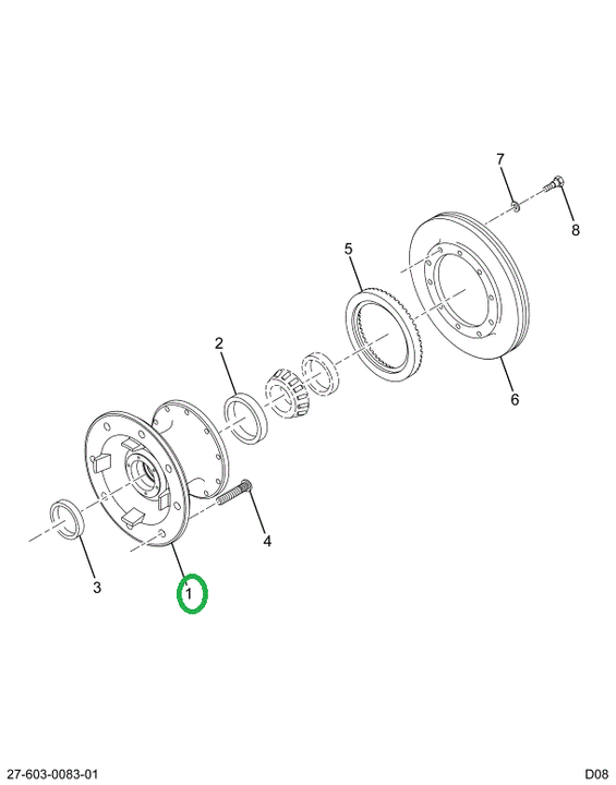 2598309C91 HUB FRT WHEEL W/CUPS & STUDS