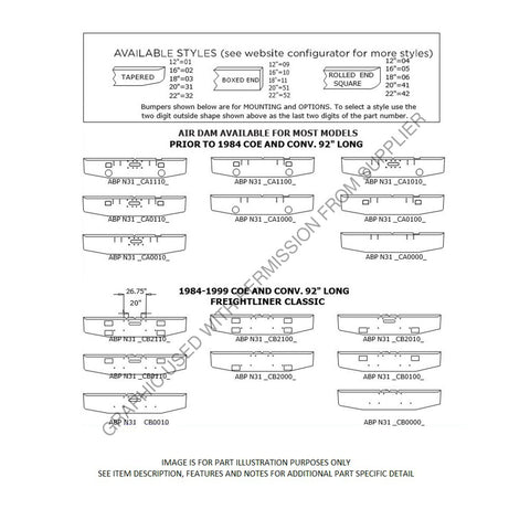 ABP N31 0CBXX1X74UST BUMPER,CLASSIC 84-99,20