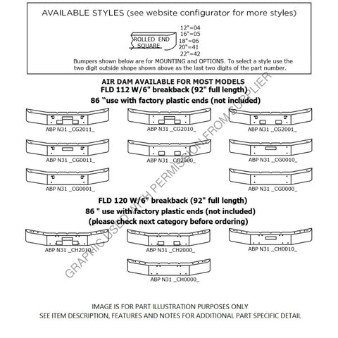 ABP N31 7CG201095 BUMPER FLD112 SBFA,1989-1996,FOGS,16IN