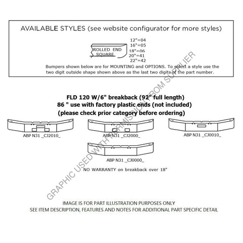 ABP N31 SCJ001091 BUMPER FLD120,6IN BREAK,12IN,STAINLESS