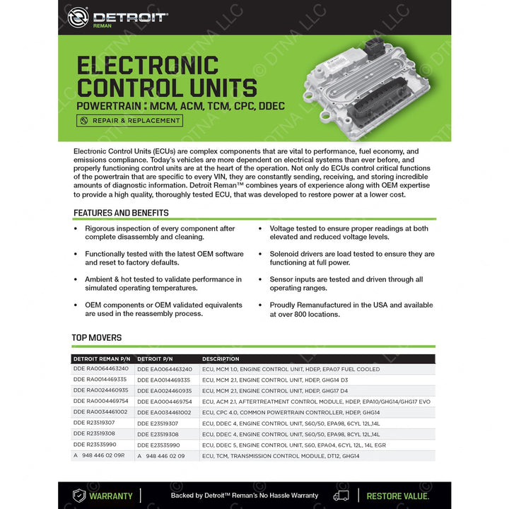 DDE RA0014469335 ECU MCM 2.1 HDEP GHG14 D3