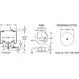 FI  W01 358 9663 HEAVY DUTY ROLLING LOBE AIRSPRING