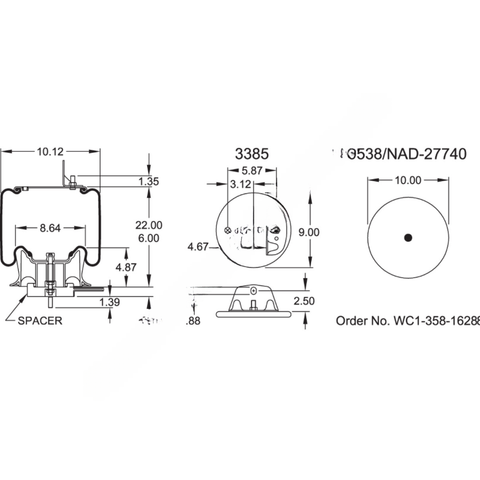 FI  W01 358 9663 HEAVY DUTY ROLLING LOBE AIRSPRING