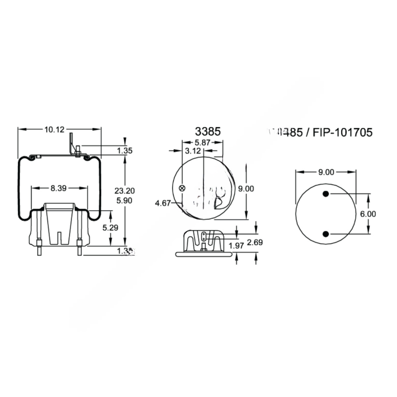 FI  W01 358 9865 AIR SPRING - 1T15VMR8 1/4NPT ST PST BRK