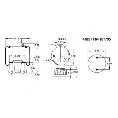 FI  W01 358 9865 AIR SPRING - 1T15VMR8 1/4NPT ST PST BRK