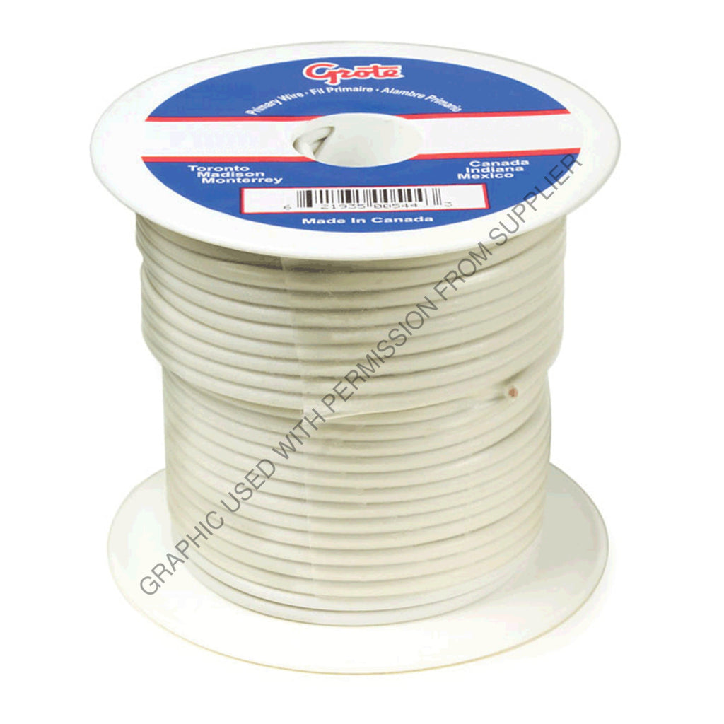 GRO 87 5007 TEMP PRIMARY WIRE, 10 GAUGE, WHITE, 100 FT SP