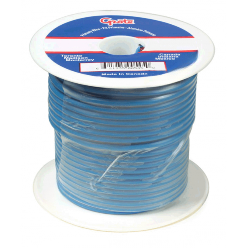 GRO 89 9010 PRIMARY WIRE, 18 GAUGE, BLUE, 25 FT SPOO