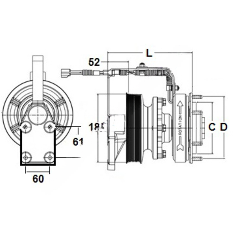 HOR 996154 CLUTCH EC600 W/DH PCR,182.0,8-PK