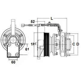 HOR 996154 CLUTCH EC600 W/DH PCR,182.0,8-PK