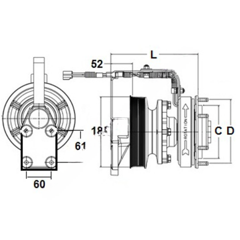 HOR 996154 CLUTCH EC600 W/DH PCR,182.0,8-PK