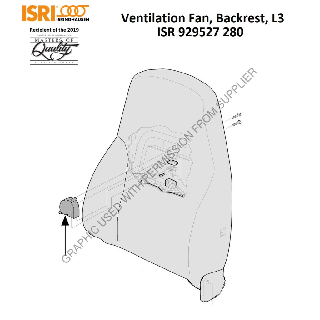 ISR 929527 280 FAN-CAB INTERIOR,BACKREST VENTILATION L3