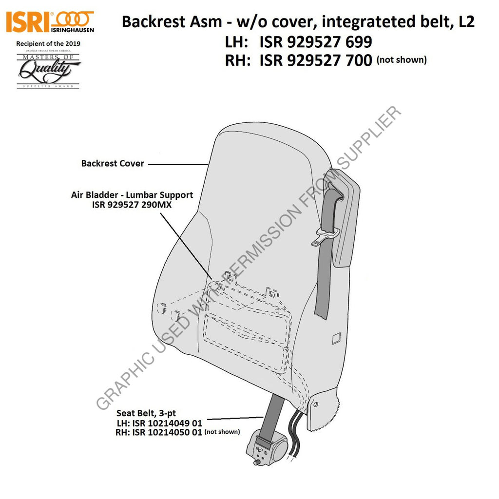 ISR 929527 699 BACKREST W/O COVER