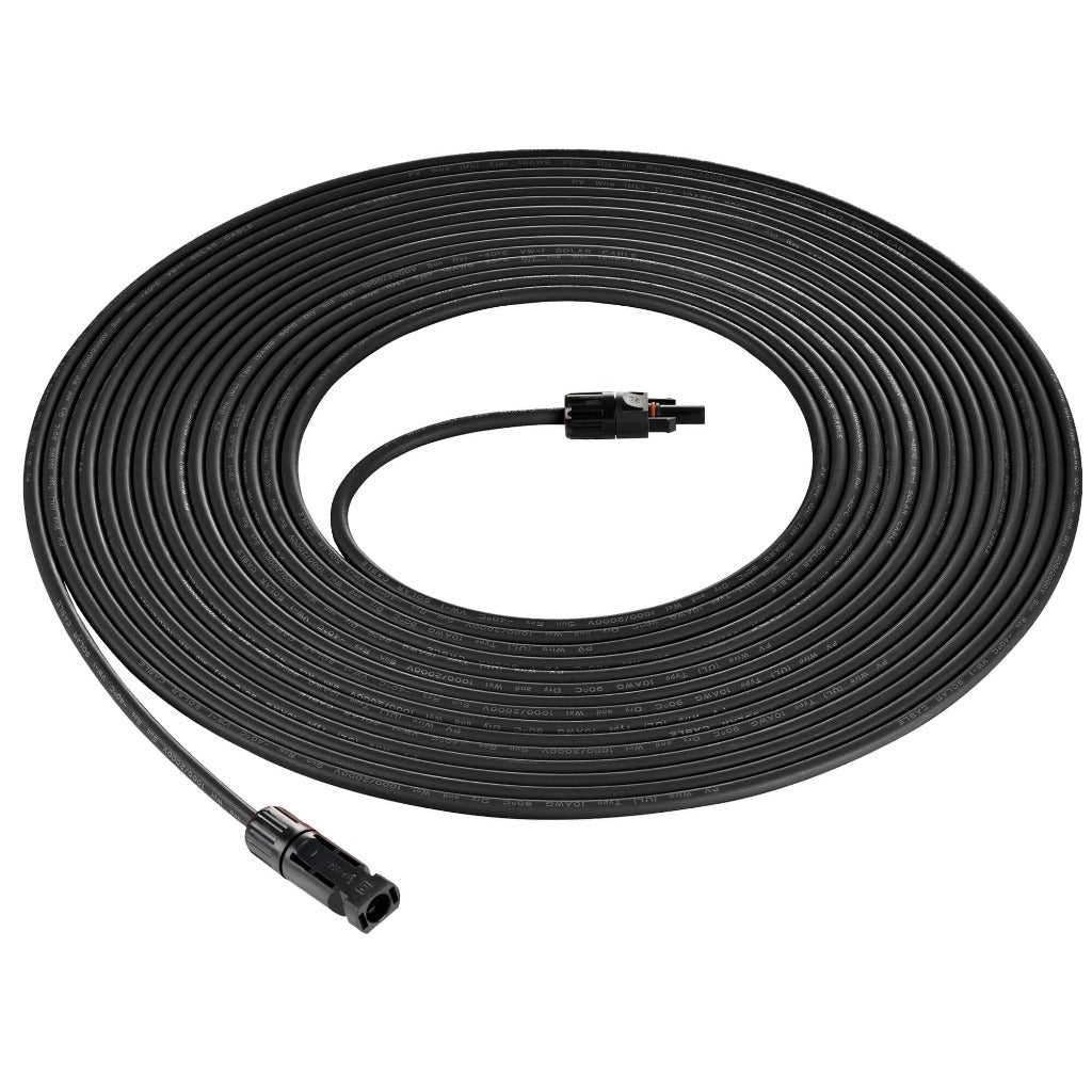 RS-100102 10 Gauge Solar Panel Extension Cable with Male and Female Solar Connector Ends (100 Feet Red & Black (Set))