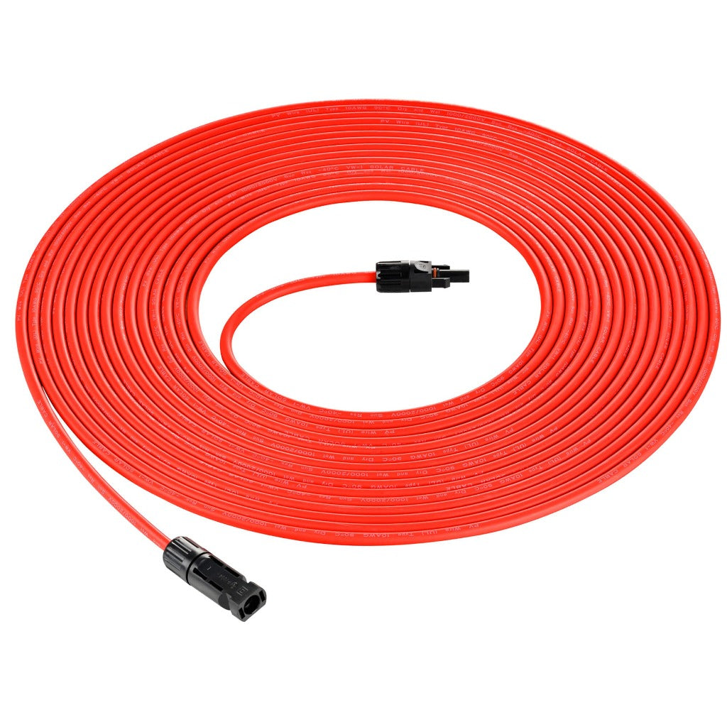RS-10102 10 Gauge Solar Panel Extension Cable with Male and Female Solar Connector Ends (10 Feet Red & Black (Set))