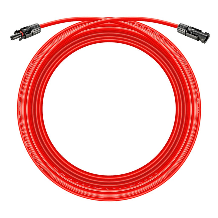 RS-20102 10 Gauge Solar Panel Extension Cable with Male and Female Solar Connector Ends (20 Feet Red & Black (Set))