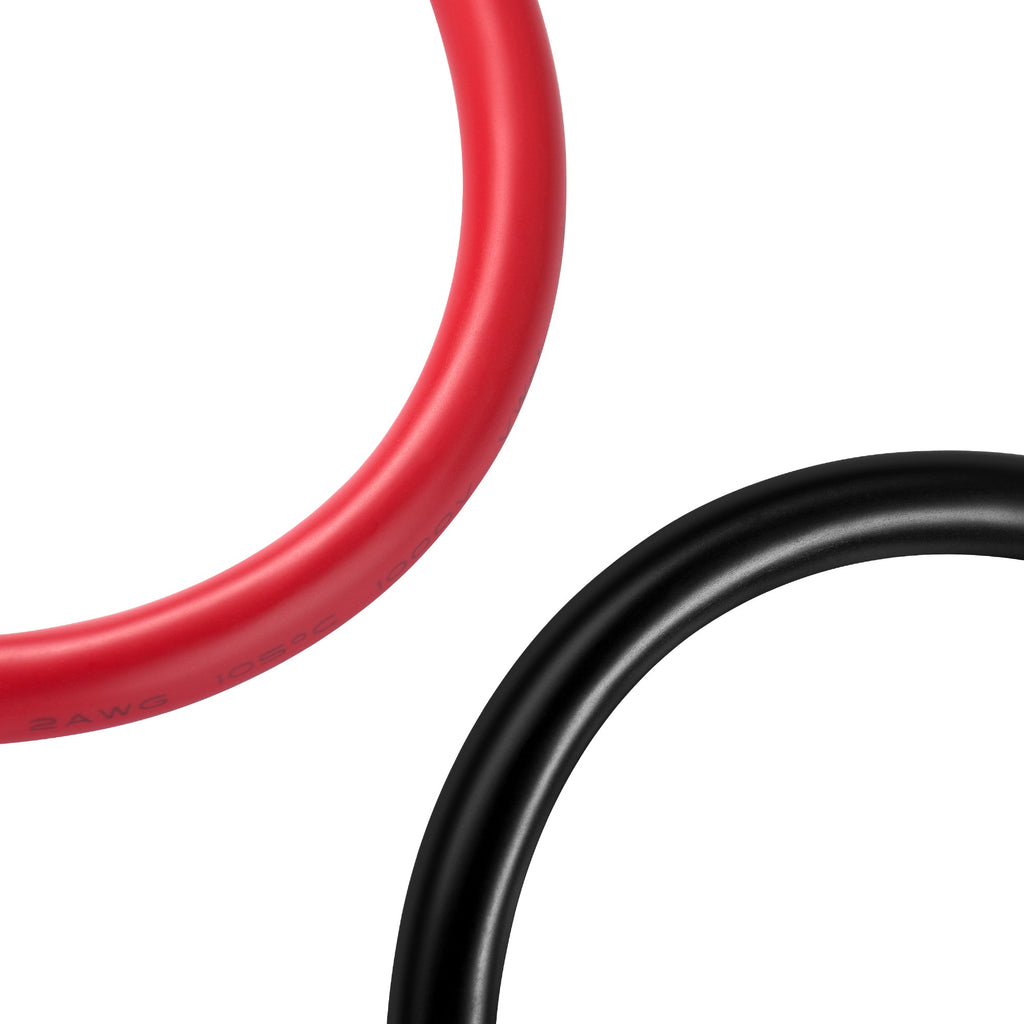 RS-2A10F5 2 Gauge 5/16” Battery Cables | Pair of 2AWG Red and Black Pure Copper Inverter Battery Cables with 5/16” Lugs (10 Feet Red & Black (Set))
