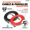 RS-30102T2 10 Gauge Solar Panel Extension Cable with Male and Female Solar Connector Ends (30 Feet Red & Black (Set) + Parallel Connectors)