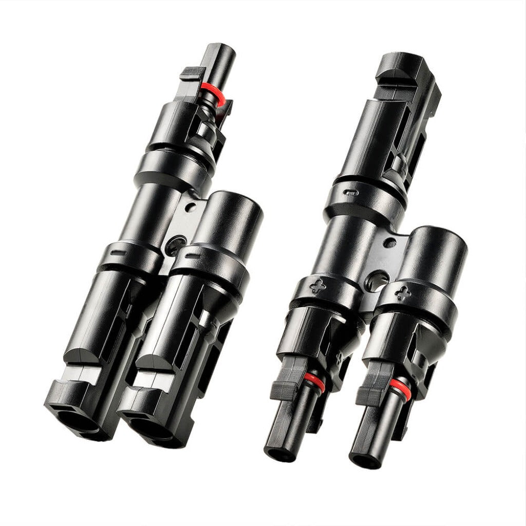 RS-30102T2 10 Gauge Solar Panel Extension Cable with Male and Female Solar Connector Ends (30 Feet Red & Black (Set) + Parallel Connectors)