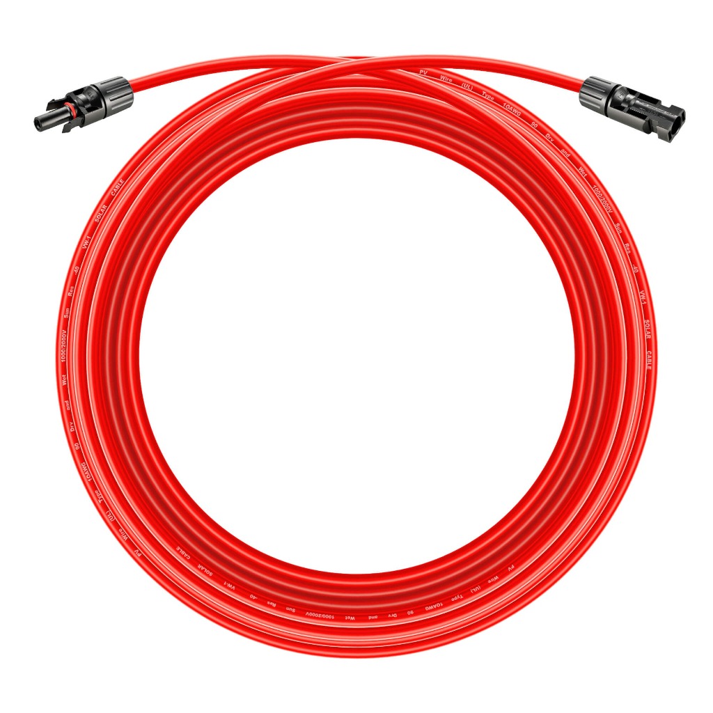 RS-30102 10 Gauge Solar Panel Extension Cable with Male and Female Solar Connector Ends (30 Feet Red & Black (Set))