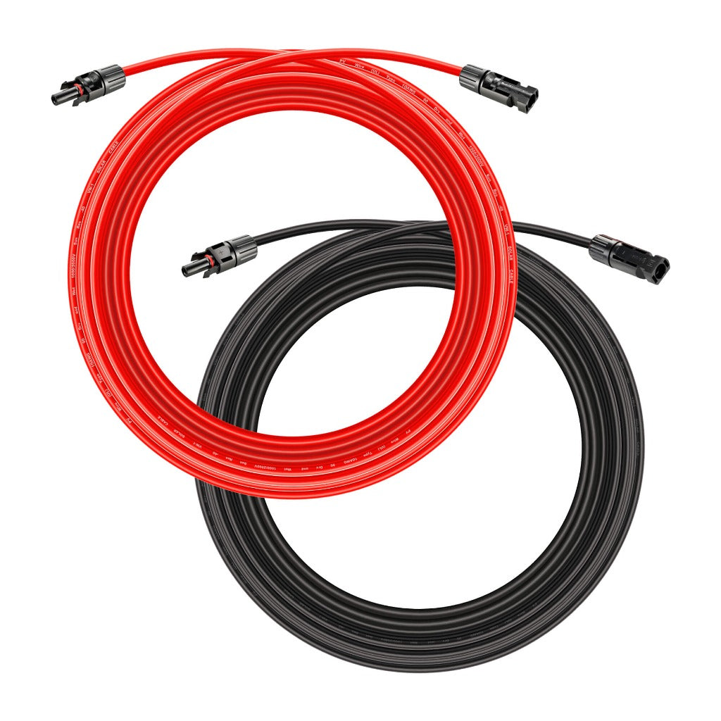 RS-75102 10 Gauge Solar Panel Extension Cable with Male and Female Solar Connector Ends (75 Feet Red & Black (Set))