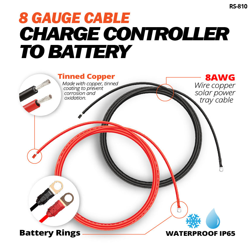 RS-810 Extension Cable to Connect Charge Controller to BatterY (8 AWG)