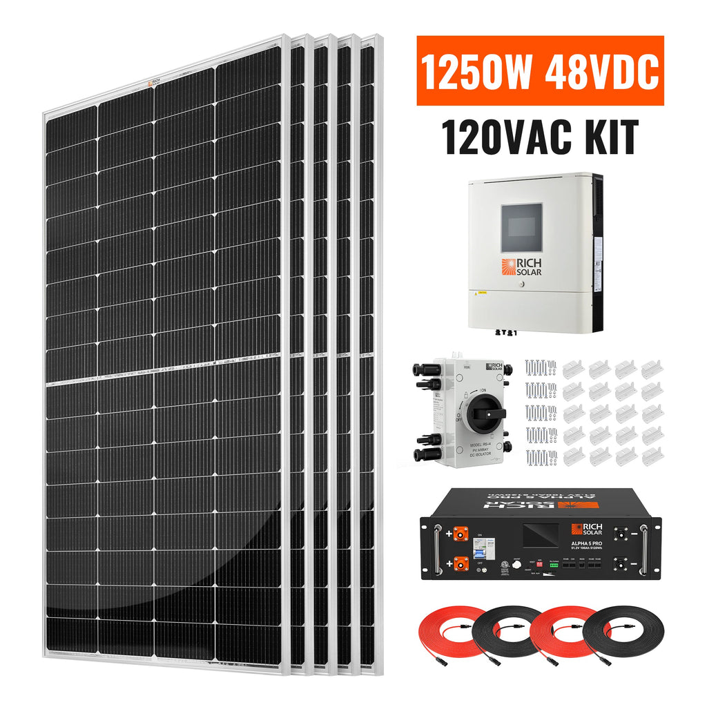 RS-CBK1250 1250W 48VDC-120VAC Solar Kit